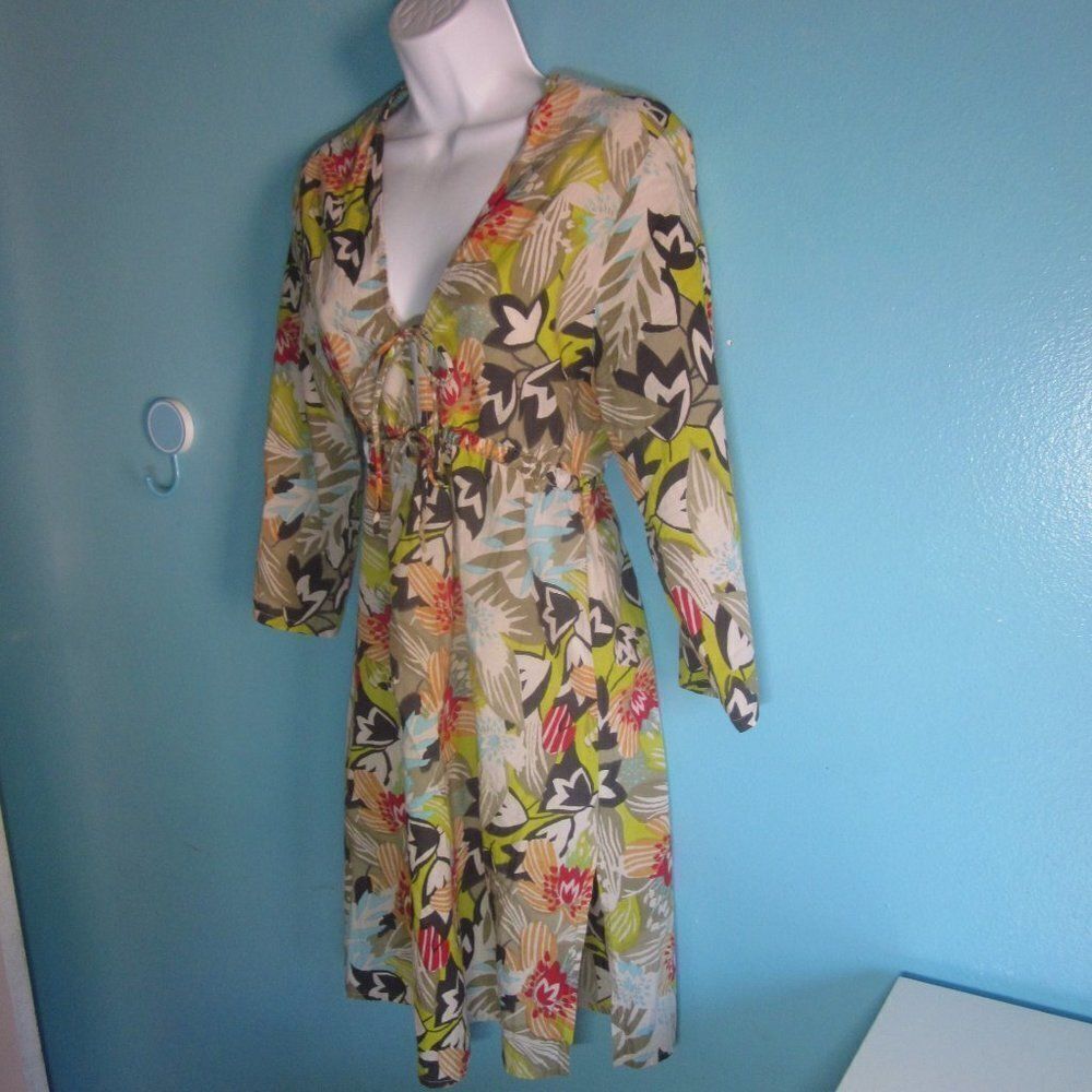 CZ Cotton Cover Up Dress Women Size M Floral Lightweight Summer Beach Pool Dress - Picture 7 of 11
